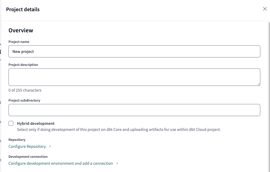 Hybrid project for an existing project