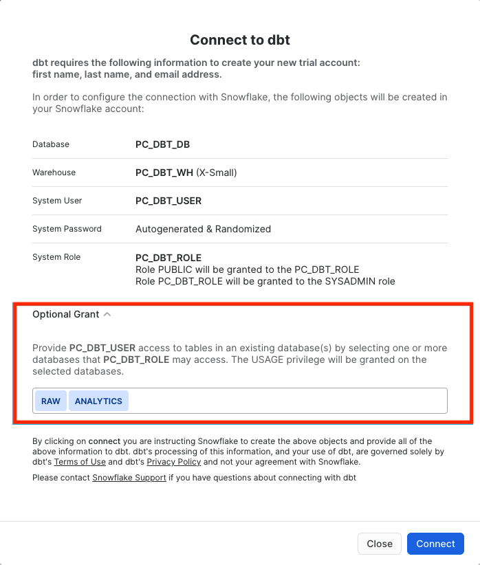 Snowflake New UI - Connection Box Snowflake New UI - Connection Box